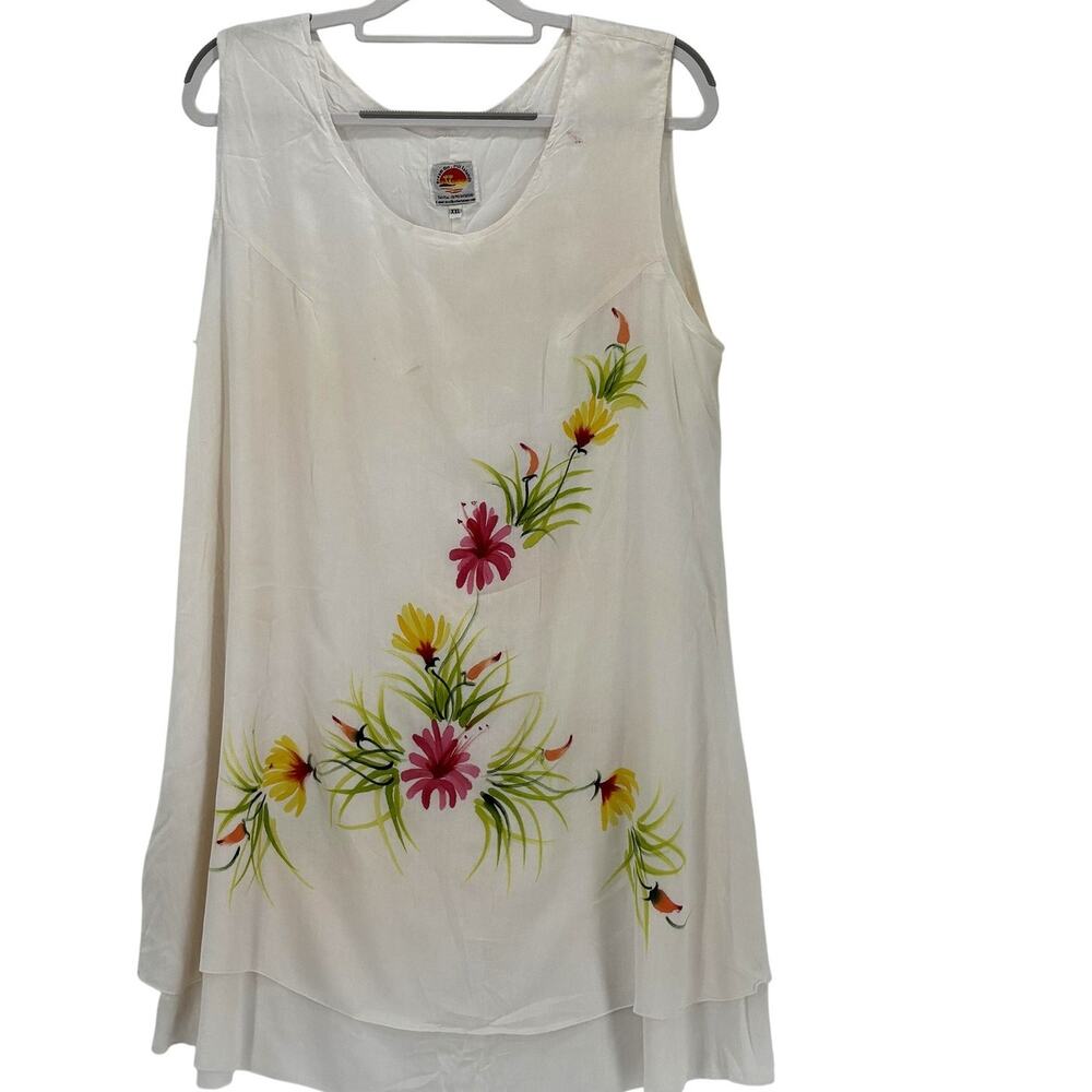 Dream On Fiji Islands Dress Womens 2XL Floral Sleeveless Layered Rayon Maxi